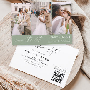 Sage Green QR Code Save the Date - 3 Photo