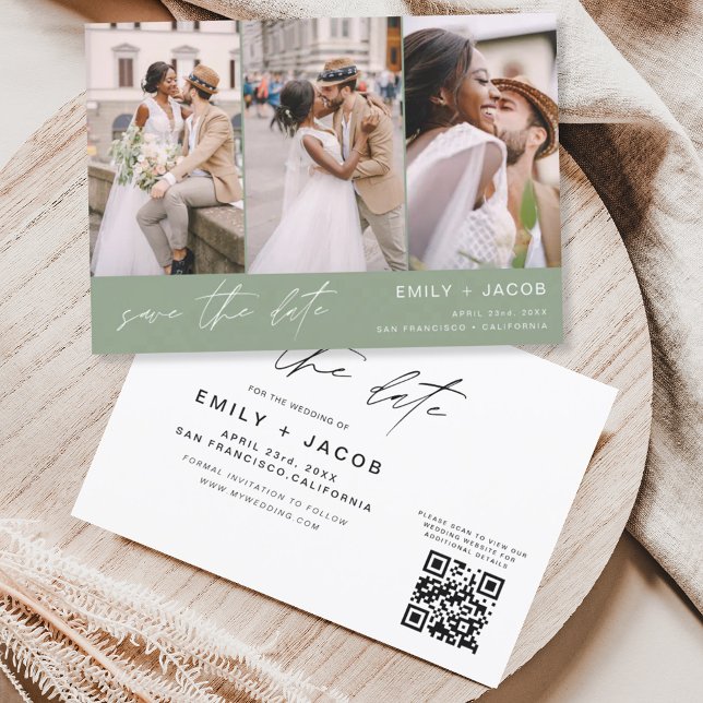 Sage Green QR Code Save the Date - 3 Photo (Creator Uploaded)