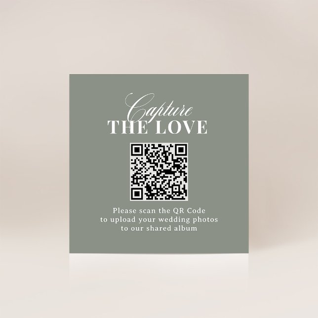 Sage Green | QR Code Wedding Capture the Love Enclosure Card (Creator Uploaded)