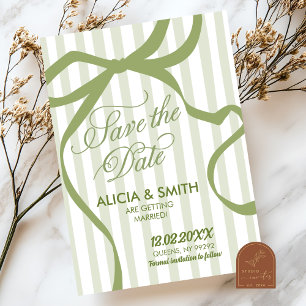 Sage Green Quirky Stripes Faire-part de mariage