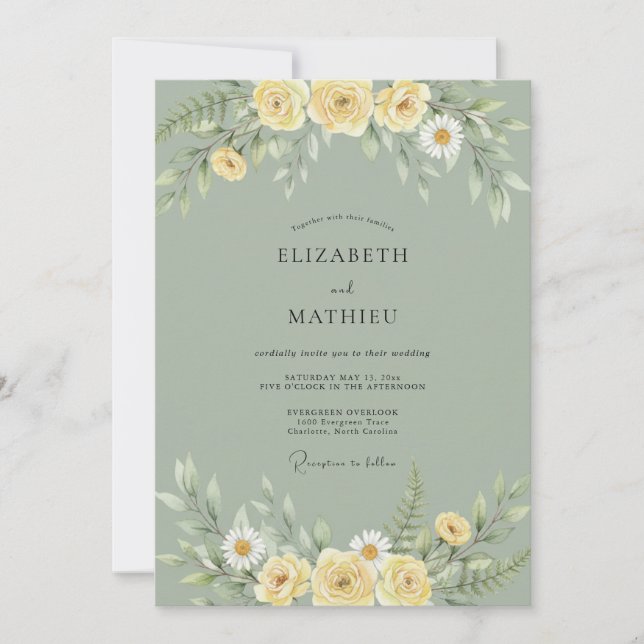 Sage Green Radiant Meadow Wedding Invitation (Front)