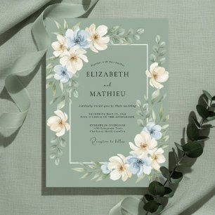 Sage Green Refined Botanical Wedding Invitation