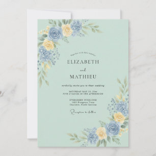Sage Green Refined Watercolor Wedding Invitation
