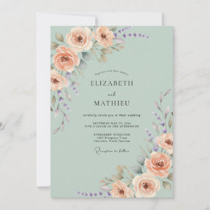 Sage Green Regency Rose Wedding Invitation