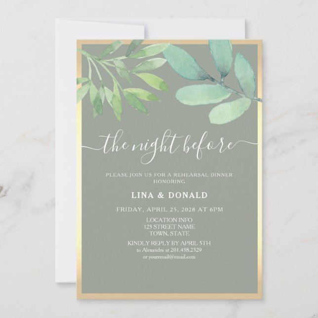 Sage Green Rehearsal Dinner Invitation (Front)
