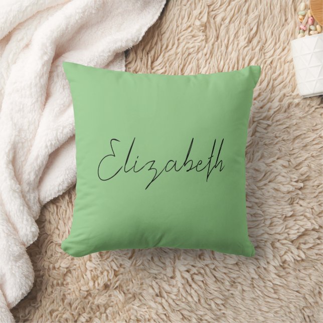 Sage Green Replace Your Own Name Custom Throw Pillow (Blanket)