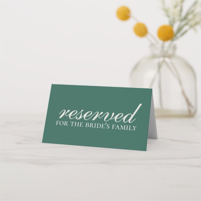 Sage Green Reserved Wedding Ceremony Chair Place Card (Front)