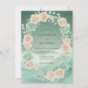 Sage Green Resplendent Floral Wedding Invitation