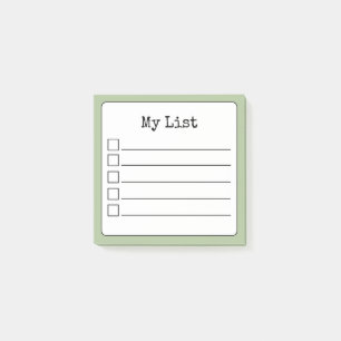 Sage Green Retro Lined Checklist Post-it Notes