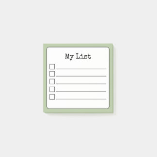 Sage Green Retro Lined Checklist Post-it Notes