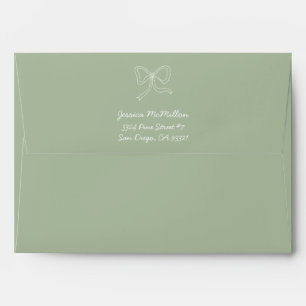 Sage Green Ribbon Coquette Bow Return Address Envelope