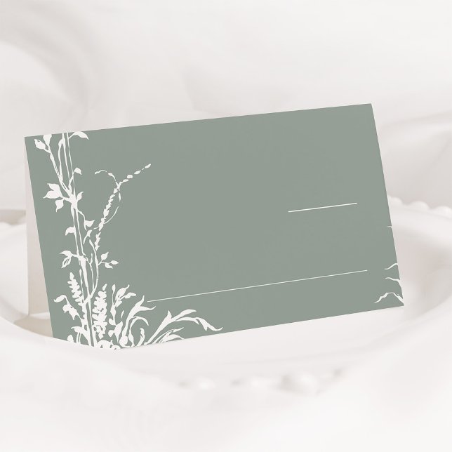 Sage Green Romantic Botanical Garden Wedding Place Card (Creator Uploaded)