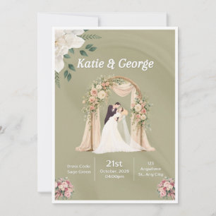 Sage Green Romantic Floral Garden Wedding Invitation