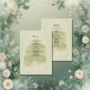 sage green romantic wedding outdoor café program