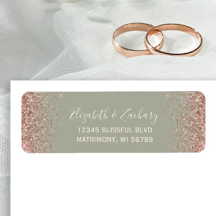 Sage Green Rose Gold Wedding Return Address