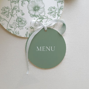 Sage Green Round Wedding Menu Minimalist Favour Tags