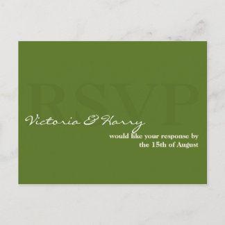 Sage green RSVP simple wedding response card