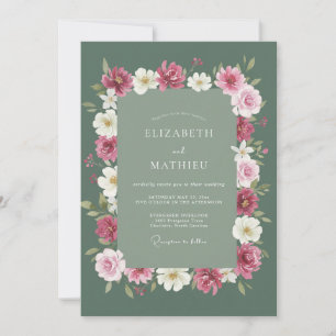 Sage Green Rustic Bloom Wedding Invitation