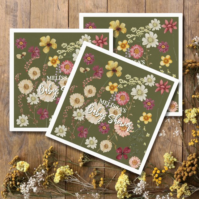 Sage Green Rustic boho wildflower Napkin (Creator Uploaded)