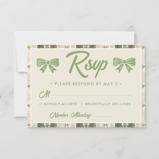 Sage Green Rustic Denim Wedding RSVP Card (Front)