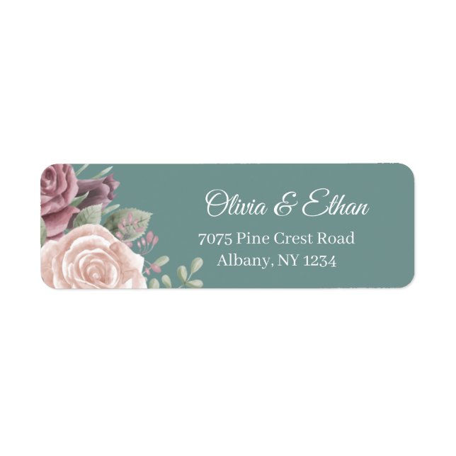 Sage Green Rustic Dusty Rose Wedding Address  (Front)