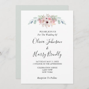 Sage Green Rustic Eucalyptus Wedding   Invitation
