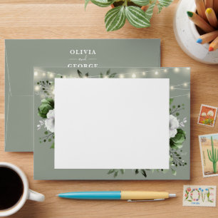 Sage Green Rustic Floral Retour Adresse Enveloppe