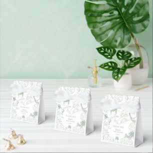 Sage Green Safari Jungle Animals Baby Shower Favor Box