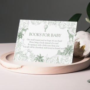 Sage Green Safari Jungle Animals Books For Baby Enclosure Card
