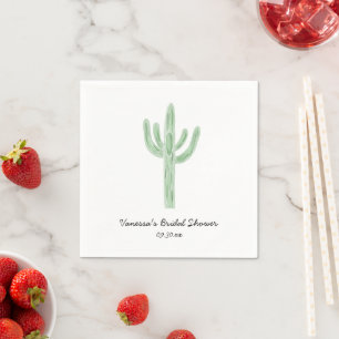 Sage Green Saguaro Cactus Bridal Shower Napkin