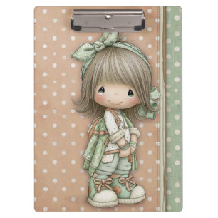 Sage Green Sandy Rose Muted Mint Vintage Schoolgir Clipboard
