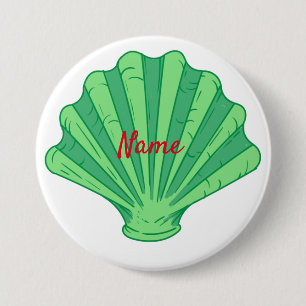 Sage Green Scallop Shell Thunder_Cove 3 Inch Round Button
