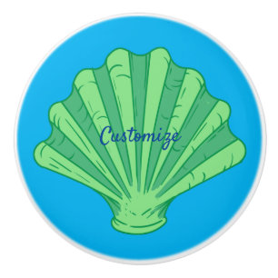 Sage Green Scallop Shell Thunder_Cove Ceramic Knob