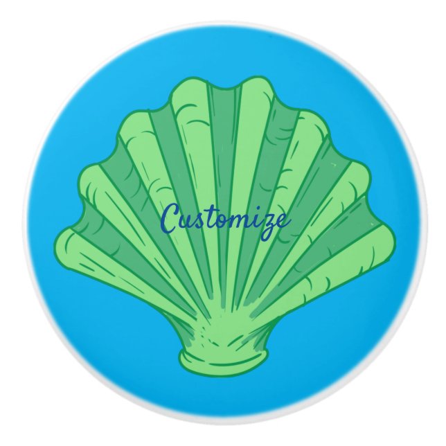 Sage Green Scallop Shell Thunder_Cove Ceramic Knob (Front)