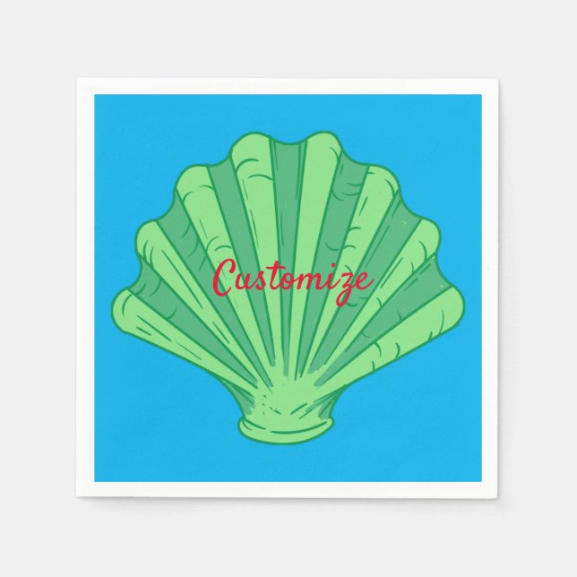 Sage Green Scallop Shell Thunder_Cove  Napkin (Front)