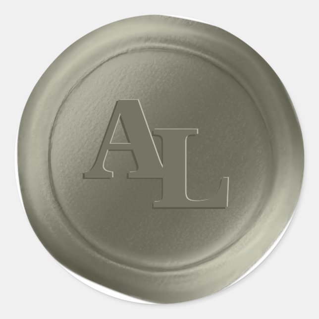 Sage Green Sceau de cire Monogramme Stickers de ma (Devant)