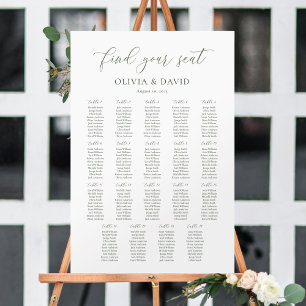 Sage Green Script 19 tables Seating Chart