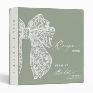 Sage Green Script Bow Share A Recipe Bridal Shower Binder