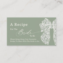 Sage Green Script Bow Share A Recipe Bridal Shower