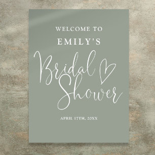 Sage Green Script Bridal Shower Welcome Sign