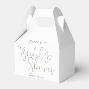 Sage Green Script Calligraphy Bridal Shower Favor Box
