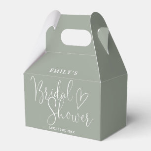 Sage Green Script Calligraphy Bridal Shower Favor Box