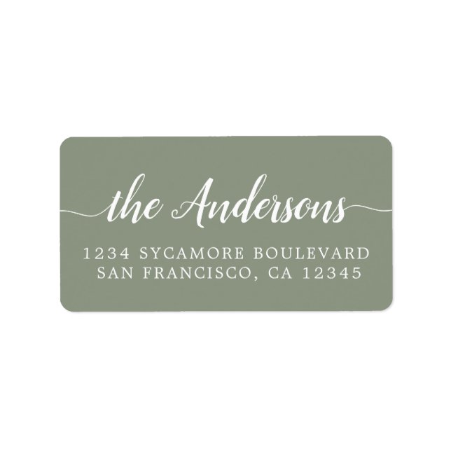 Sage Green Script Family Return Address Label (Front)