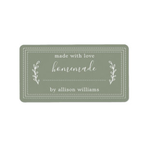 Sage Green Script Homemade Baked Goods Canning Label