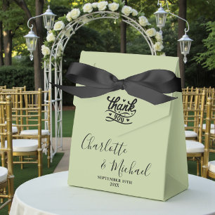 Sage Green Script Minimalist Wedding Favor Box
