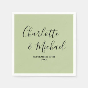 Sage Green Script Minimalist Wedding Napkin