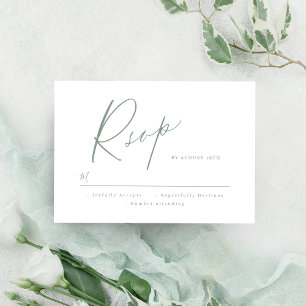 Sage Green script moderne minimaliste mariage RSVP
