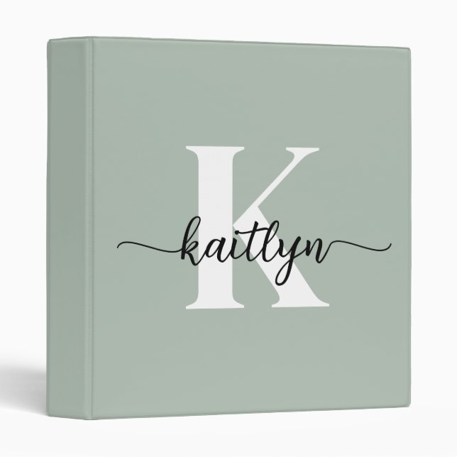 Sage Green Script Monogram Binder (Front/Spine)