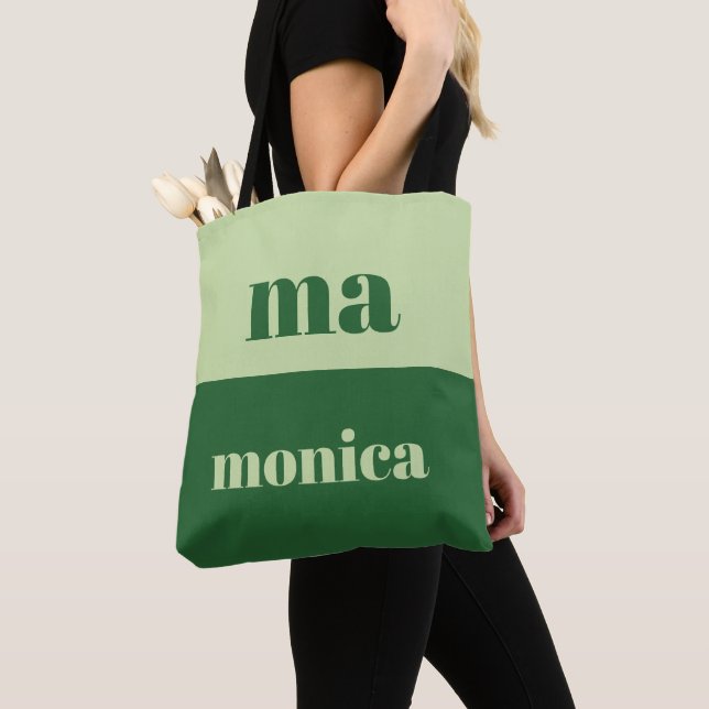 Sage green script monogram initial Tote Bag (Close Up)