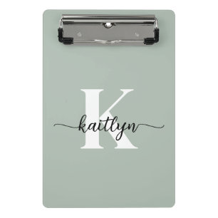 Sage Green Script Monogram Mini Clipboard
